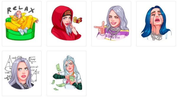 Билли Айлиш Стикеры с зелёными волосами