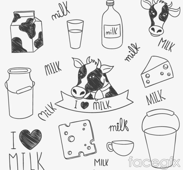 Молочные продукты раскраска