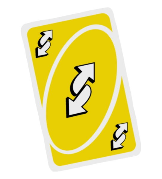 Карточка уно реверс желтая