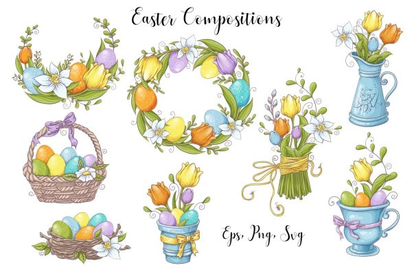 Пасхальные открытки вектор