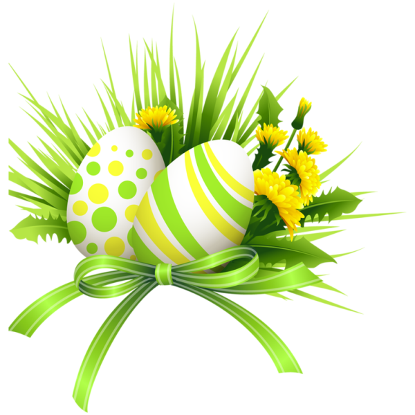 Пасхальные украшения на прозрачном фоне