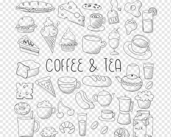 Наклейки еда черно белые