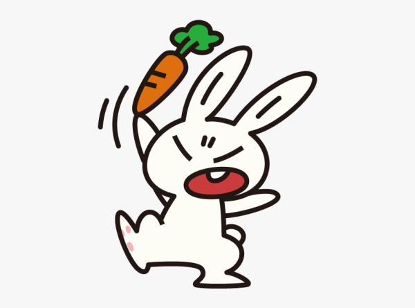 Стикер кролик с морковкой