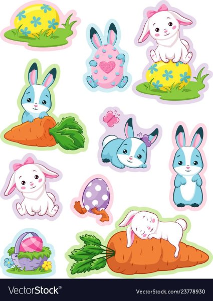 Наклейки с пасхальным кроликом
