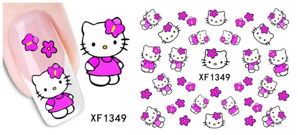 Наклейки на ногти Хеллоу Китти