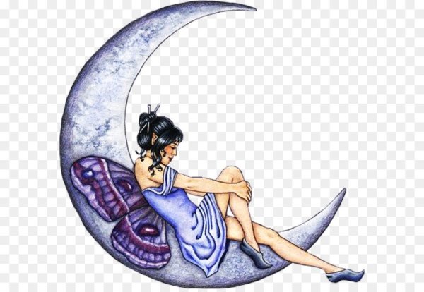 Фея сидит на месяце