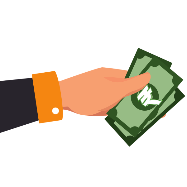Рука с деньгами без фона
