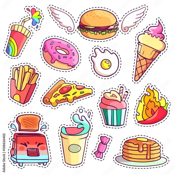 Наклейки для распечатки еда