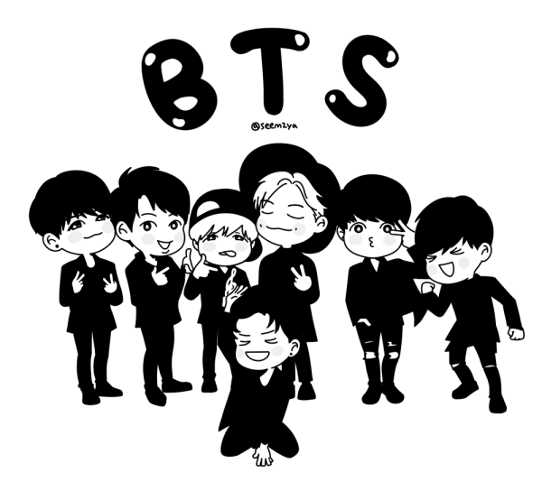 Черно белые Стикеры БТС