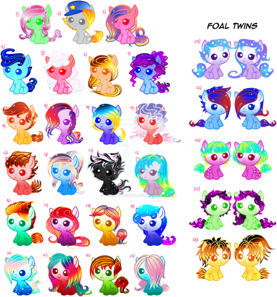 Разноцветные пони