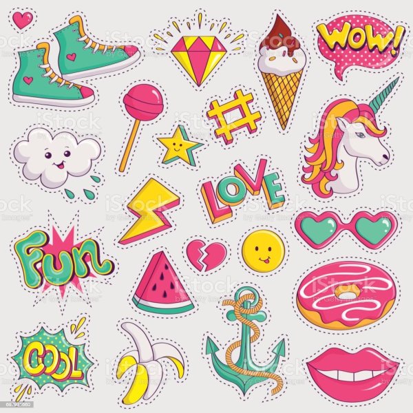 Яркие рисунки для стикеров