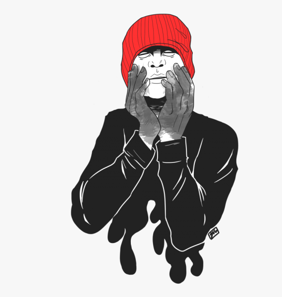 Арт бандита в шапке