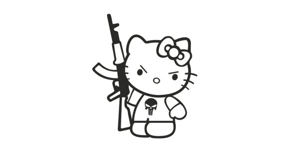 Хеллоу Китти черная с автоматом