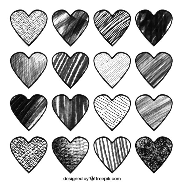 Сердце черно белое