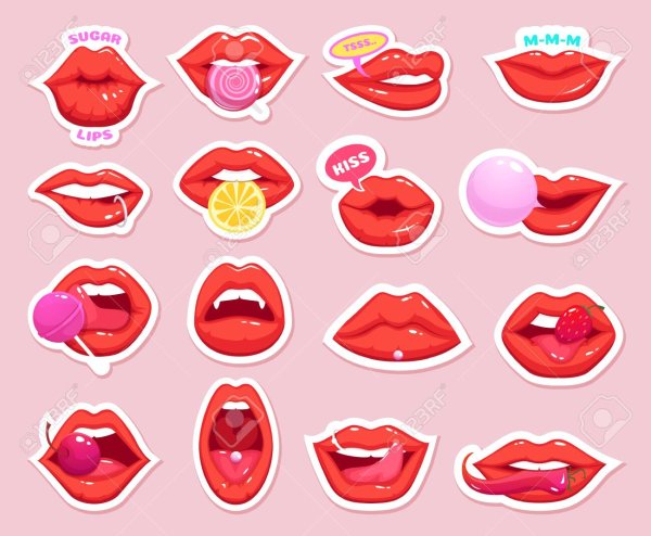 Стикеры губы мальчика и девочки