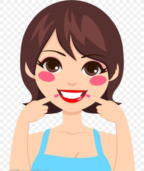 Мультяшное лицо девушки улыбается