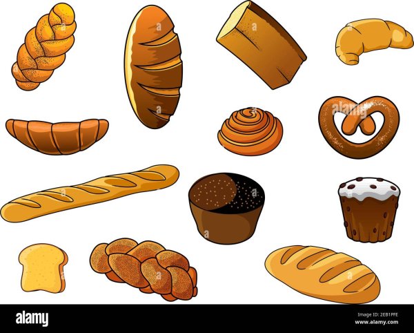Иллюстрации для детей хлебобулочные изделия булочка