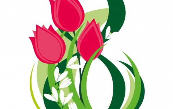 Цифра восемь из тюльпанов