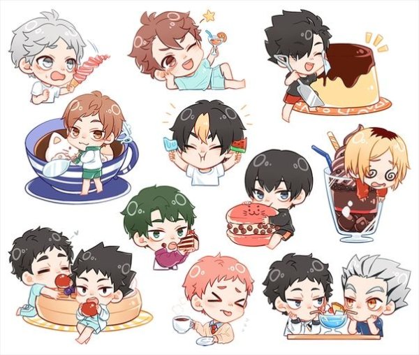 Чиби волейбол аниме для наклеек