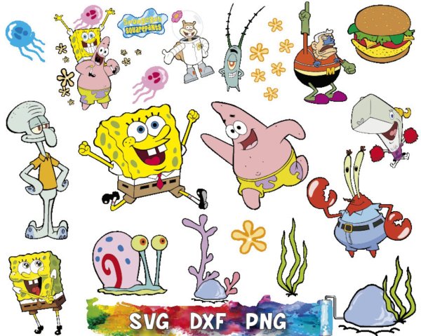 Персонажи губка Боб на прозрачном фоне