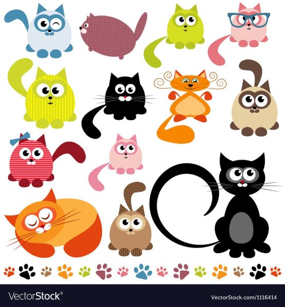 Котики наклейки векторные