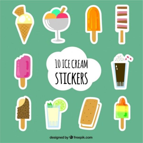 Стикеры мороженое для коллекции кавайные