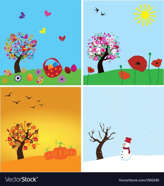 Нарисуй сказочное объяснение смены времен года