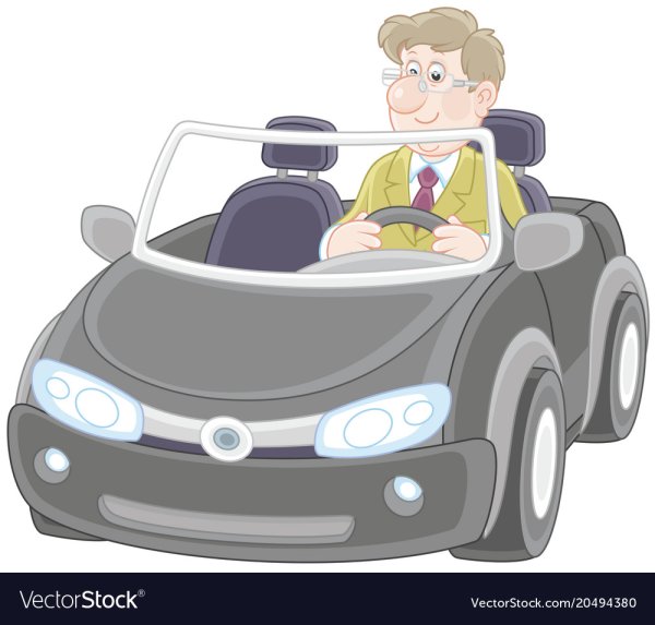 Человек сидящий за рулем мультяшная