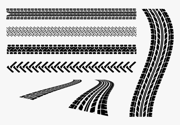 Следы шин на белом фоне