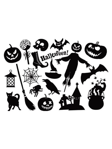 Наклейки для Хэллоуина бело черно