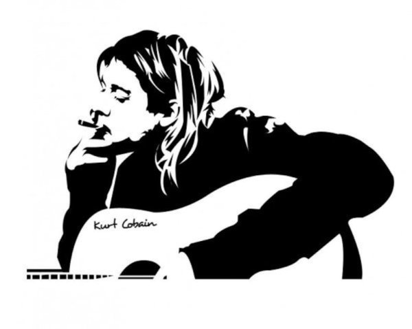Курт Кобейн рисунок черно белый