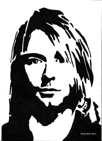 Курт Кобейн портрет черно белый