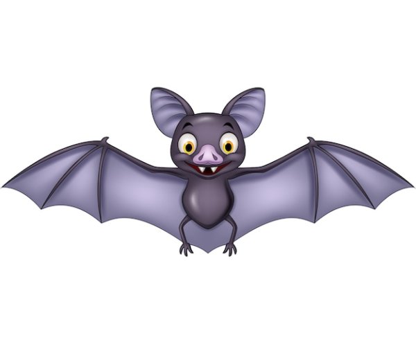 Летучая мультяшная мышка на белом фоне