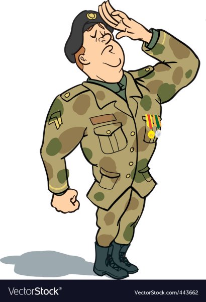 Мультяшный солдат отдает честь