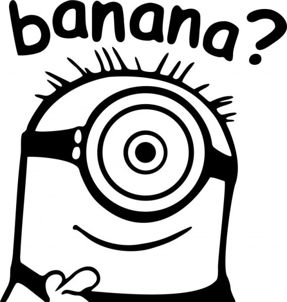 Наклейка Миньон черно белая