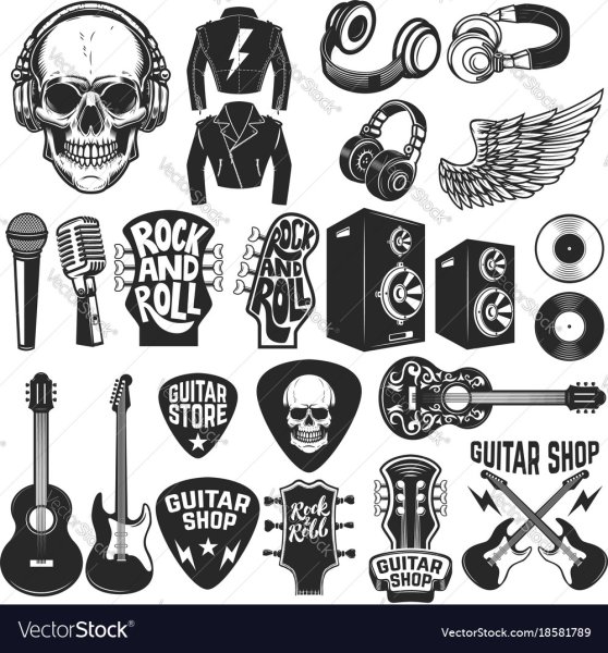 Наклейки на гитару черно белые