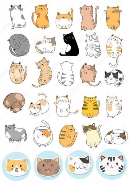 Наклейки с котиками вектор