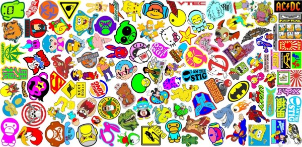 Стикер бум черно белый