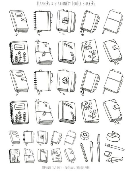 Наклейки для ежедневника черно белые