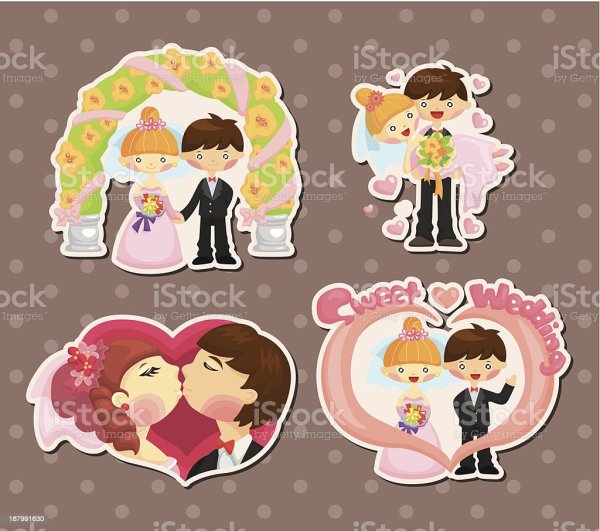 Наклейки свадьба для девочек