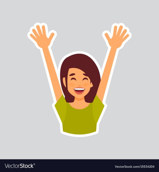 Руку поднимает вверх стикер