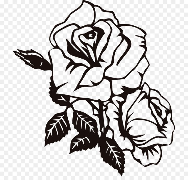 Цветок черный контур