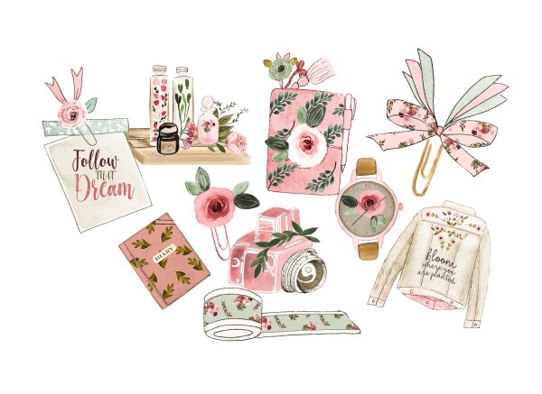 Акварельные наклейки для ежедневника