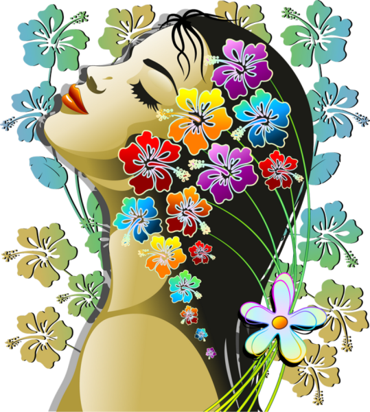 Силуэт девушки в цветах