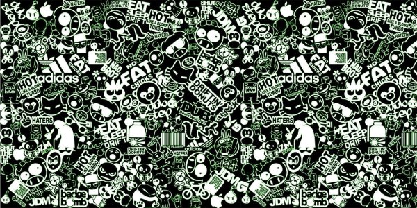 Стикербомбинг черно белый