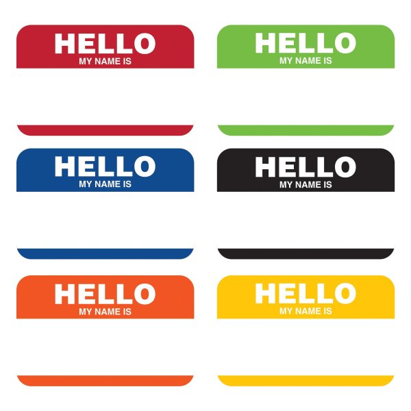 Пустой стикер hello my name is