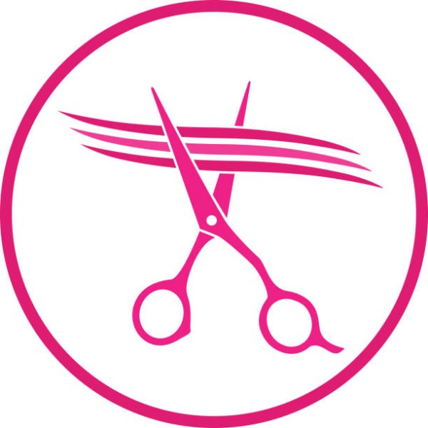 Парикмахерские ножницы на розовом фоне