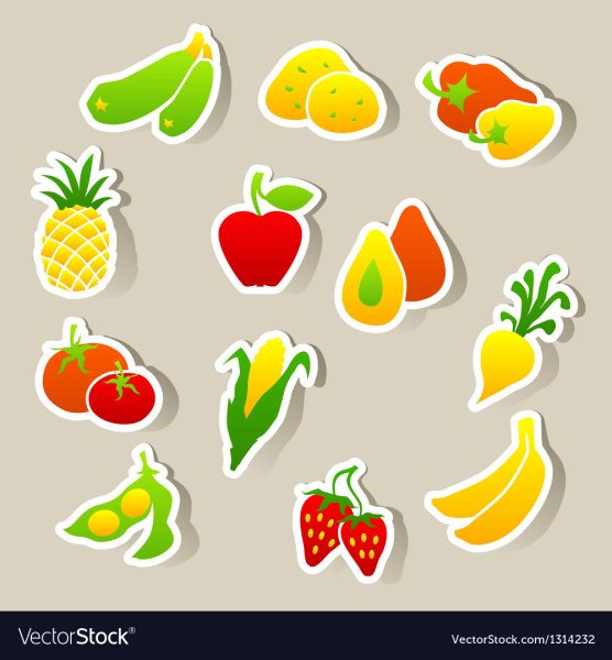 Фрукты наклейки вектор
