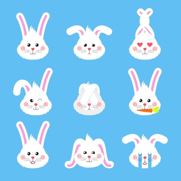 Стикеры с милыми кроликами