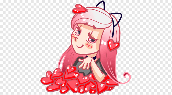 Стикеры девочка с розовыми волосами